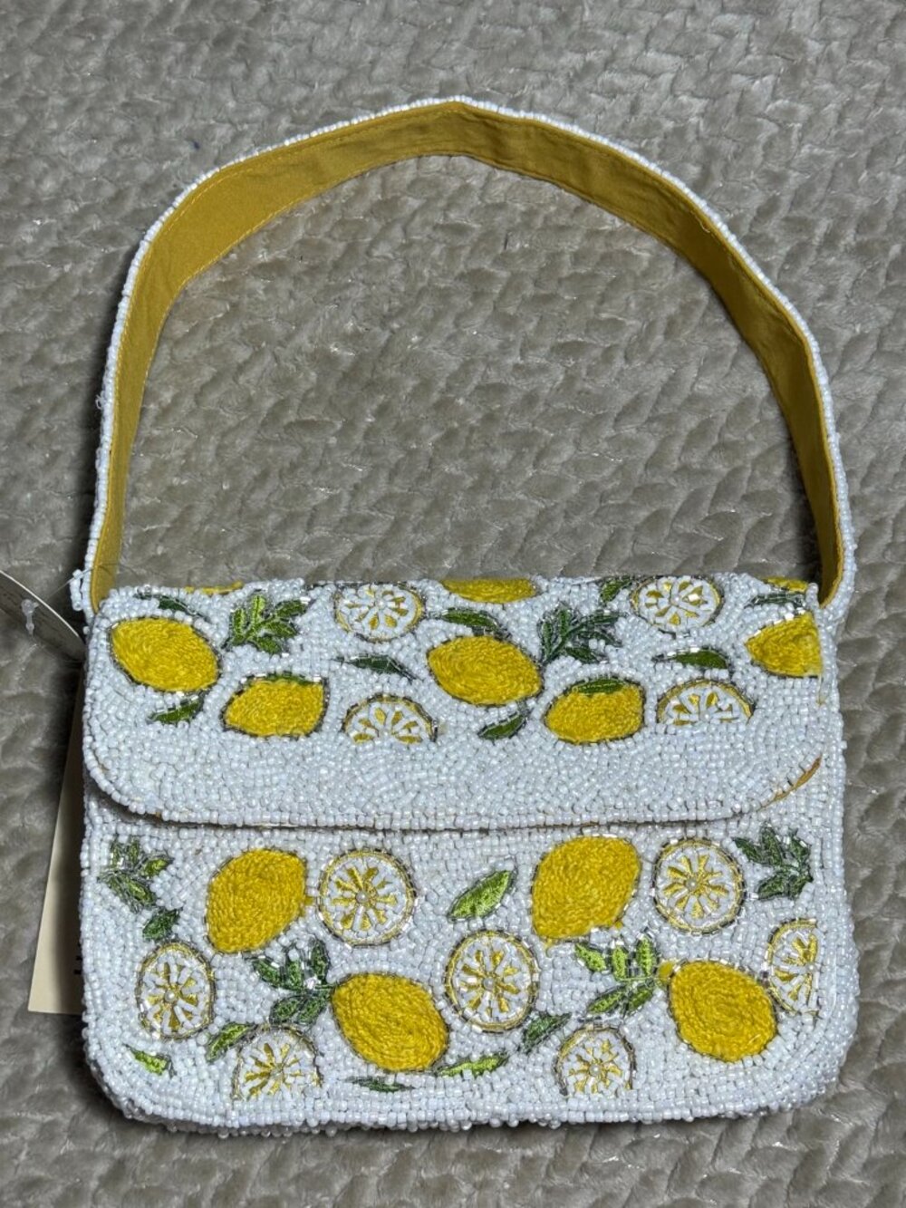 NWT Lemon Beaded Bag TikTok Viral Summer Purse White Yellow Shoulder Bag - Picture 3 of 11